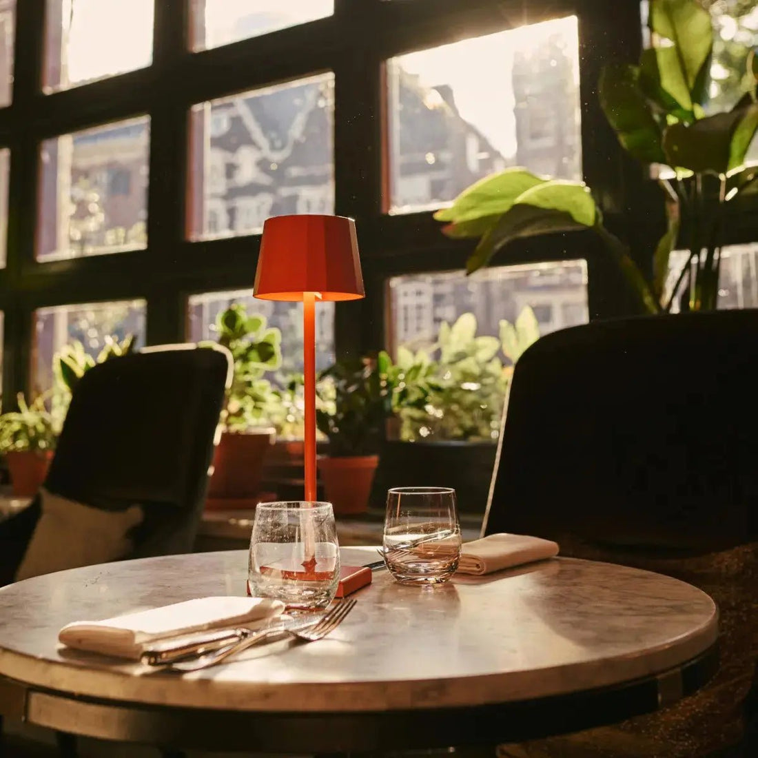 cordless table lamp in restaurant