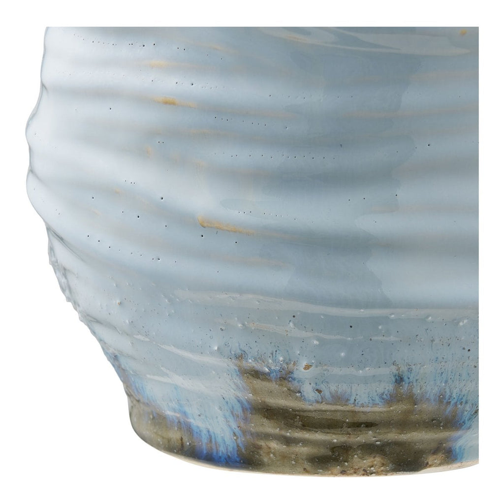 Azure Bloom ceramic vase as standalone decorative accent