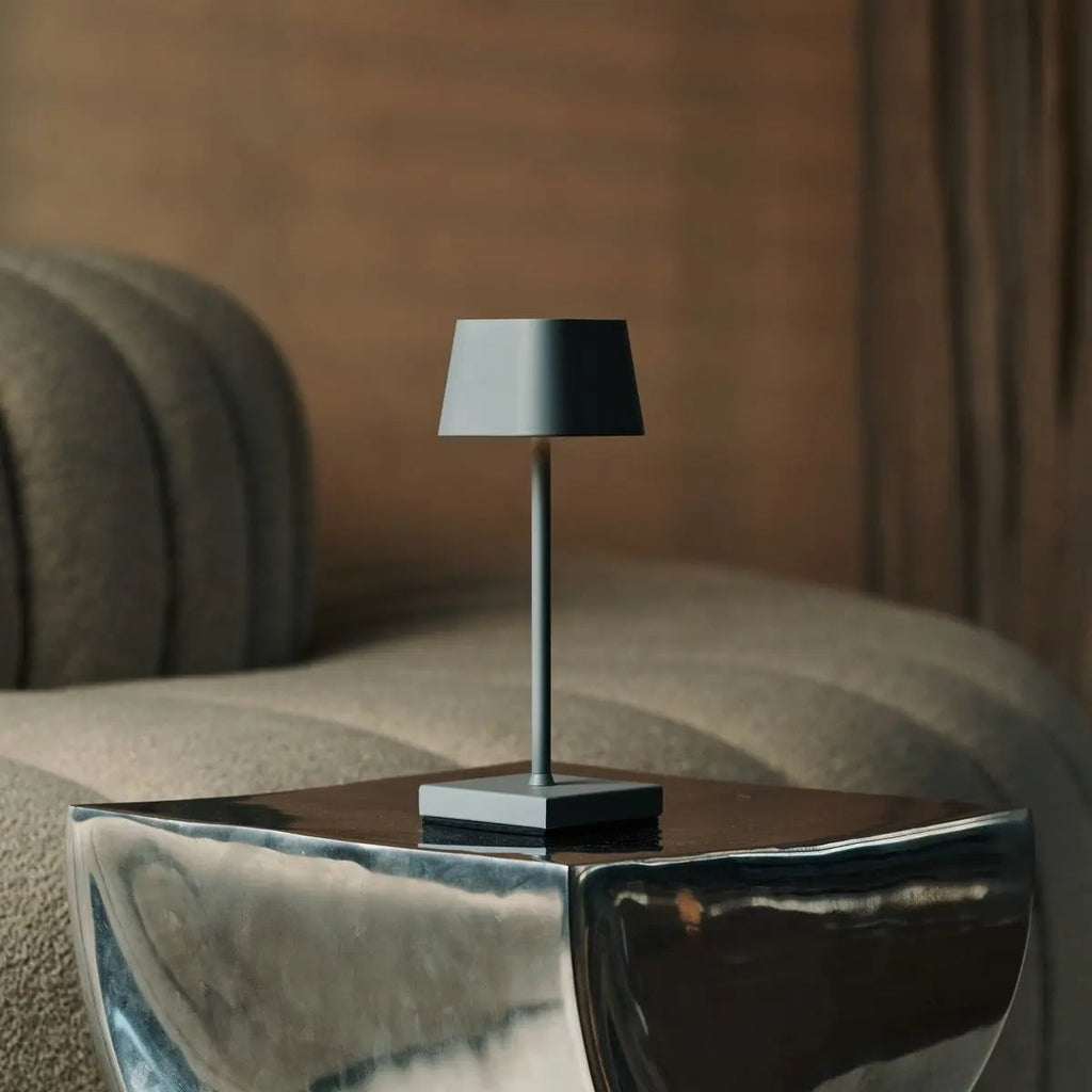 Sarphati mouse grey cordless metal rechargeable table lamp