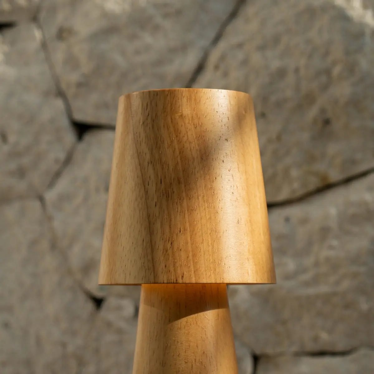 Lucas wood lamp on outdoor terrace