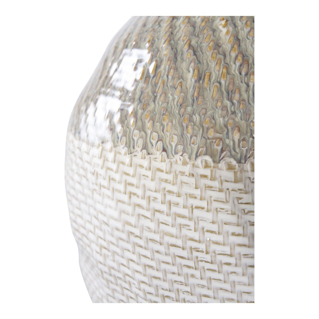 Liora white green ceramic rounded vase