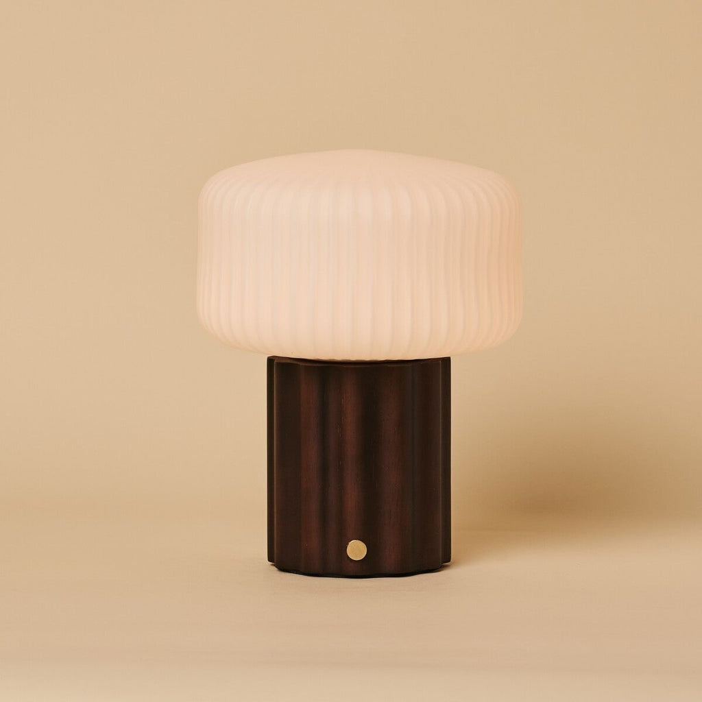 Robin Dark Brown Wood & Glass Cordless Table Lamp