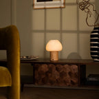 Fynn cordless lamp overhead view rounded form
