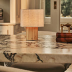 Bianca Light Brown Wood & Linen Cordless Table Lamp