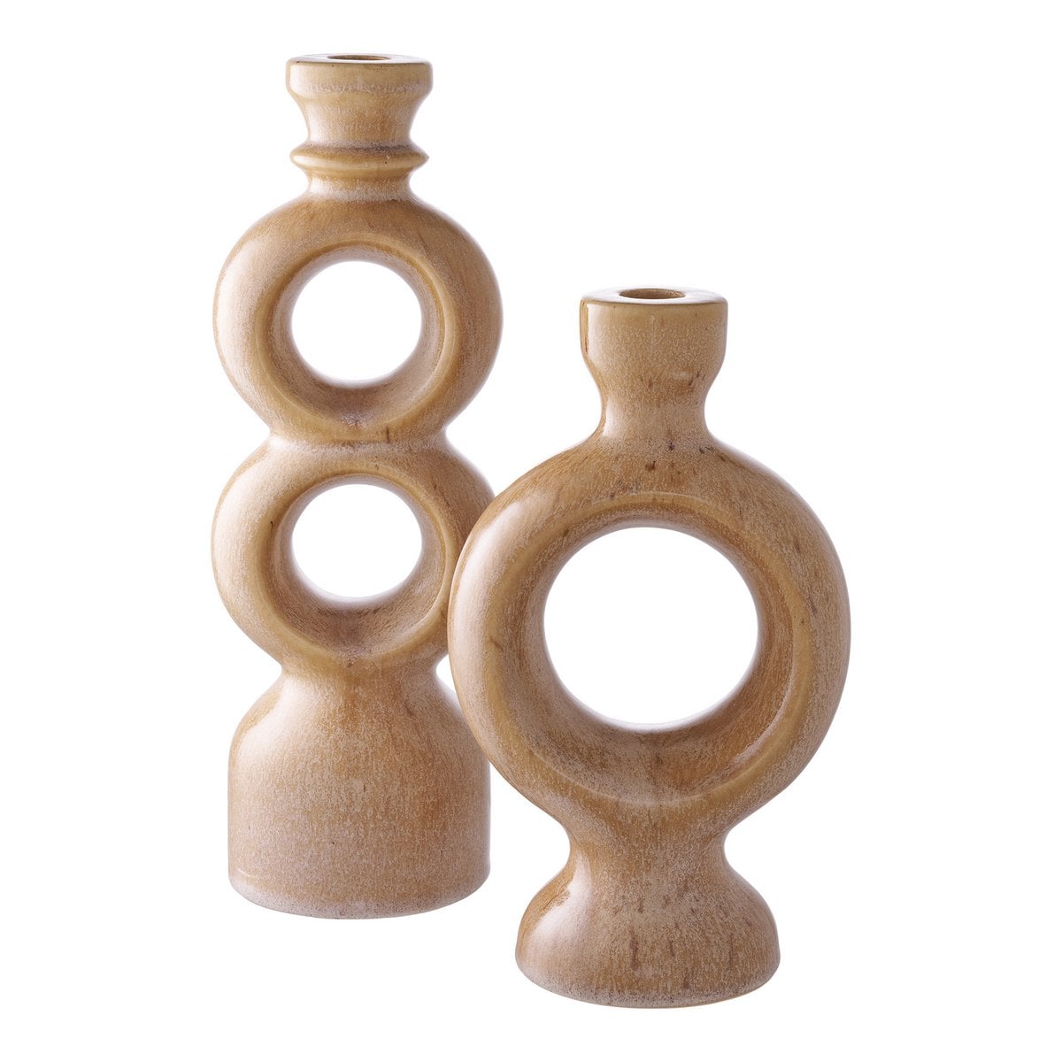 Brava brown ceramic holder as cozy accent on shelf