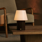 Lex Dark Brown Wood & Glass Cordless Table Lamp