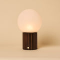 Nadine Dark Brown Wood & Glass Cordless Table Lamp