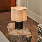 Bianca Dark Brown Wood & Linen Cordless Table Lamp