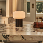 Robin Dark Brown Wood & Glass Cordless Table Lamp