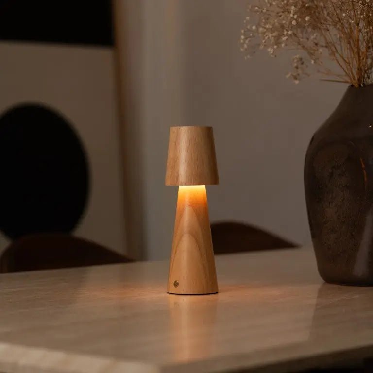 Lucas rechargeable lamp touch-dim close-up