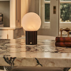 Wim Dark Brown Wood & Glass Cordless Table Lamp
