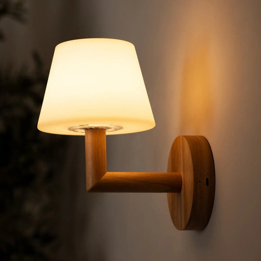Ted Light Brown Wood Cordless Wall Lamp