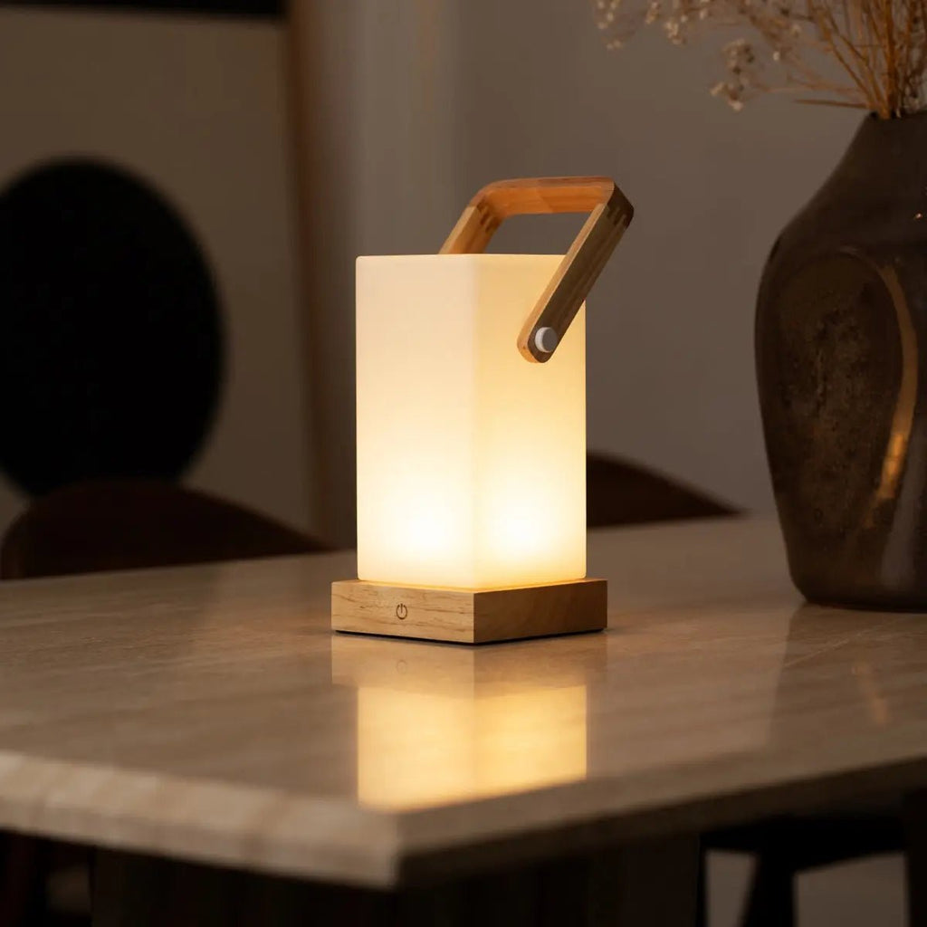 Harper Tower rechargeable lamp touch-dim control close-up