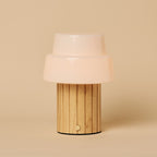 Lio Light Brown Wood & Glass Cordless Table Lamp