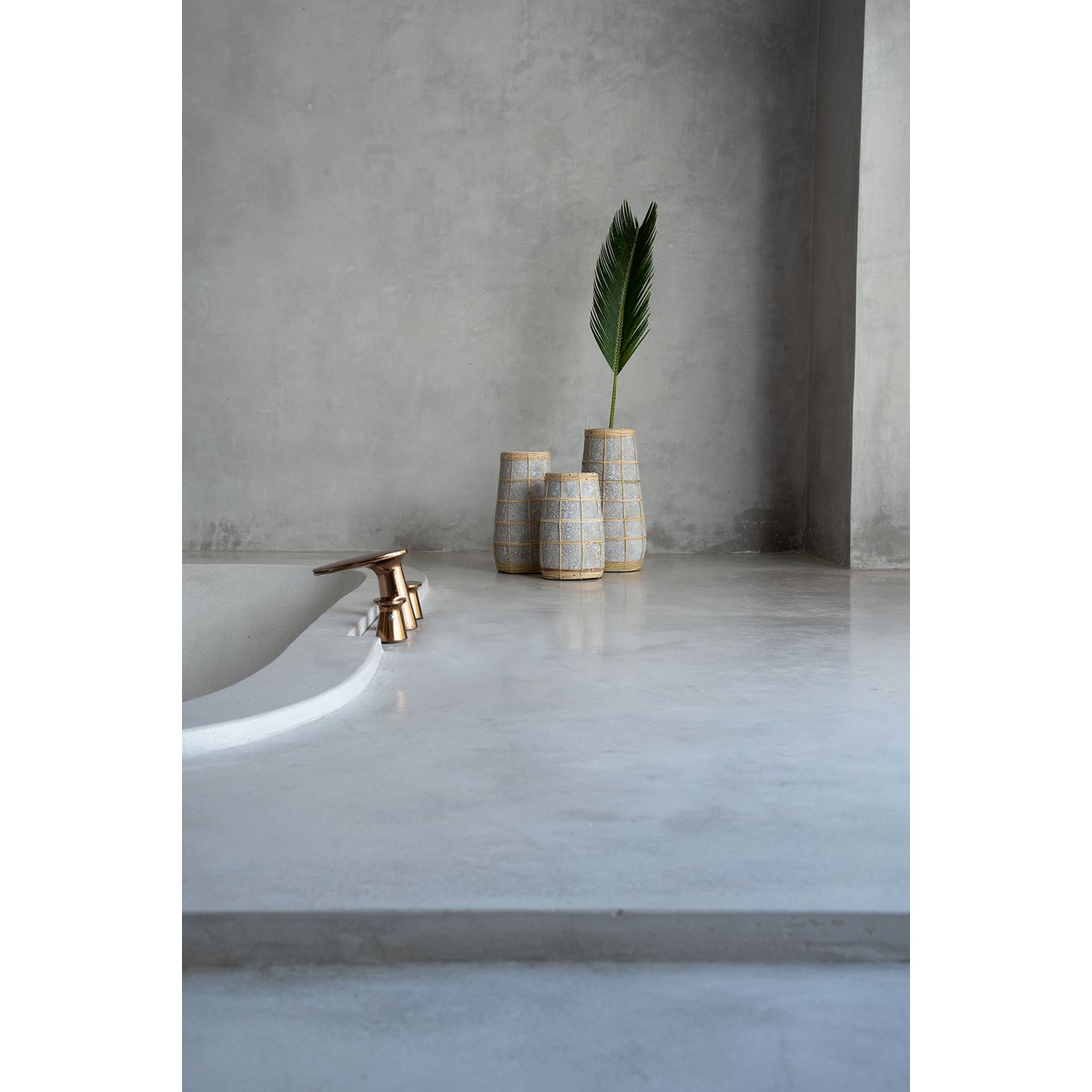 The Cutie Natural Concrete & Rattan Vase