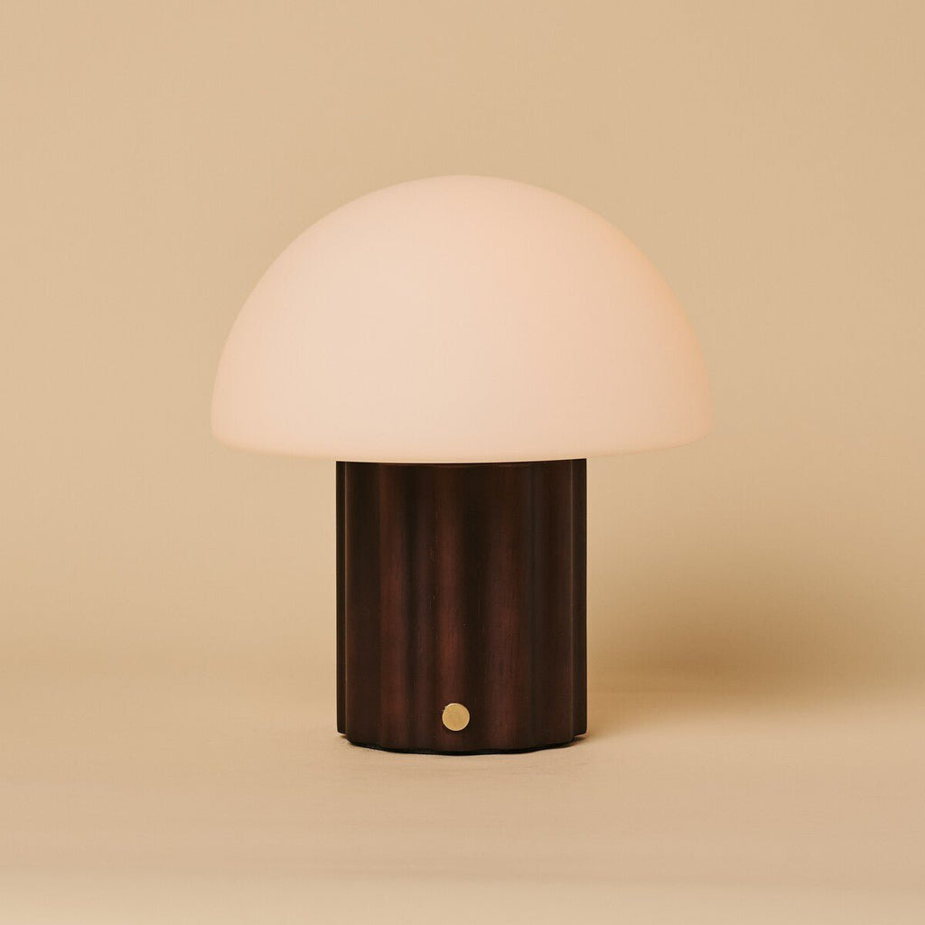 Timo Dark Brown Wood & Glass Cordless Table Lamp