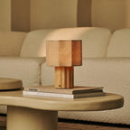 Eloïsa Light Brown Wood & Linen Cordless Table Lamp