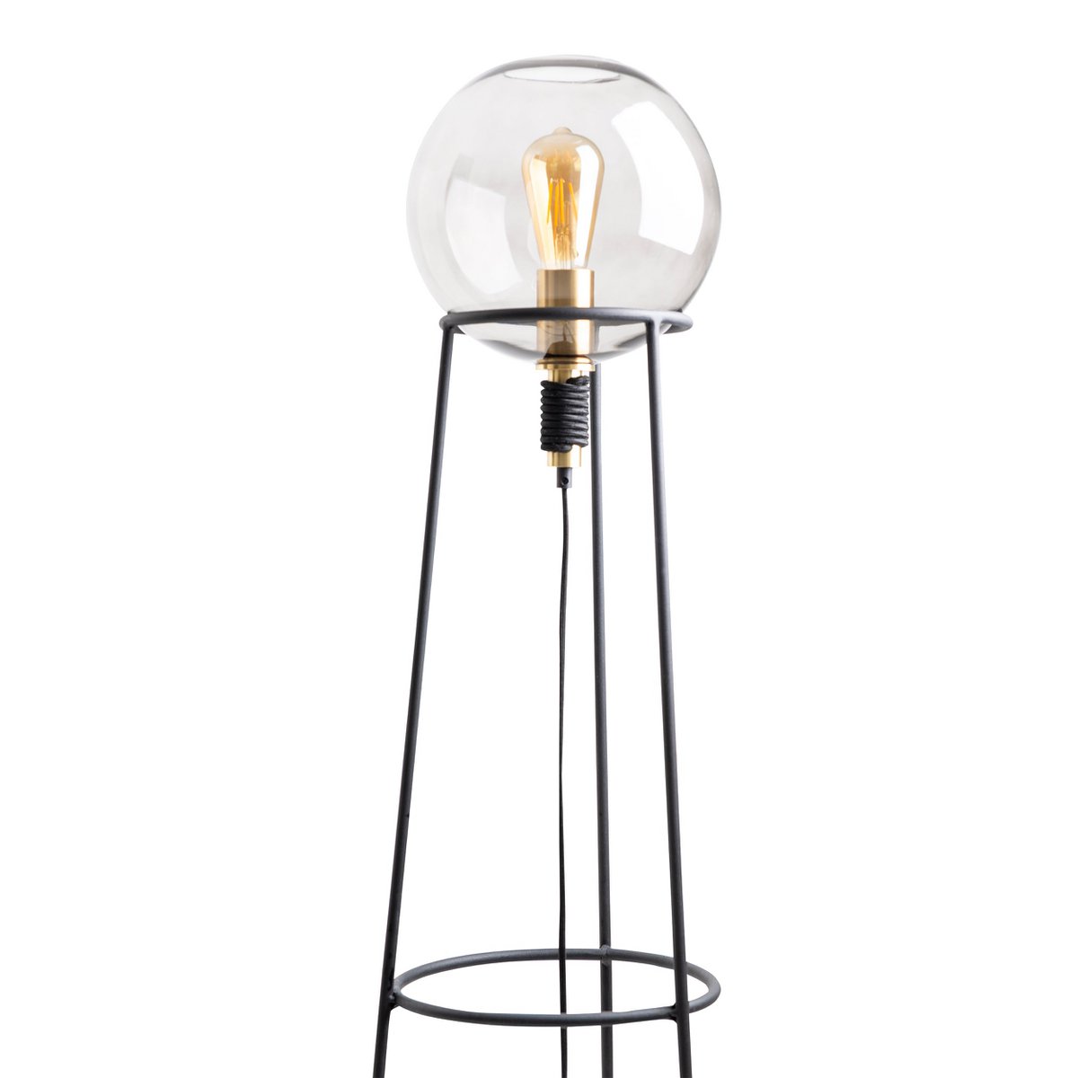 Stelo Zwart & Messing Vloerlamp van Gerookt Glas