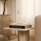 Ava cordless lamp overhead view cylindrical silhouette