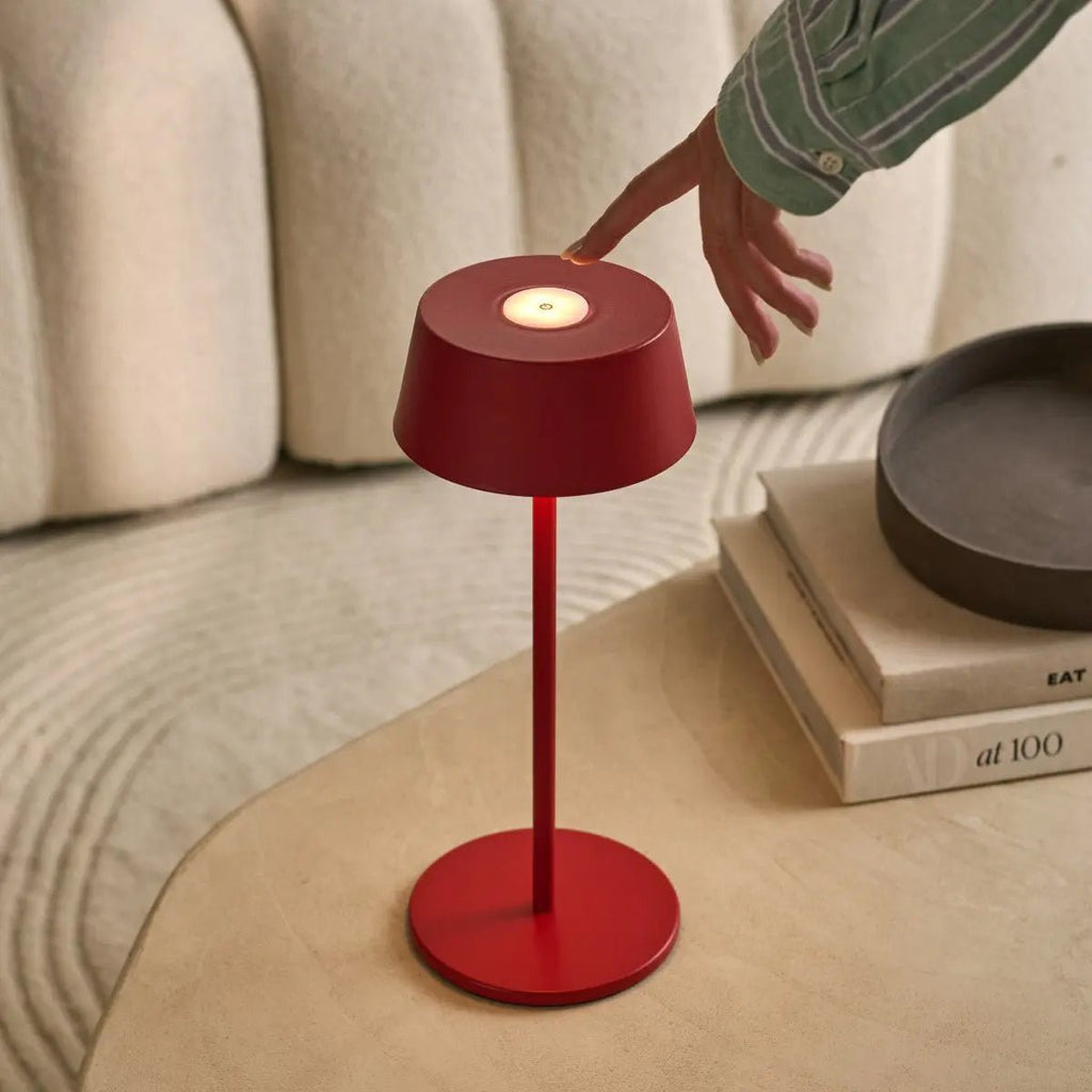 Hugo Berry Red Metal Rechargeable Touch Table Lamp