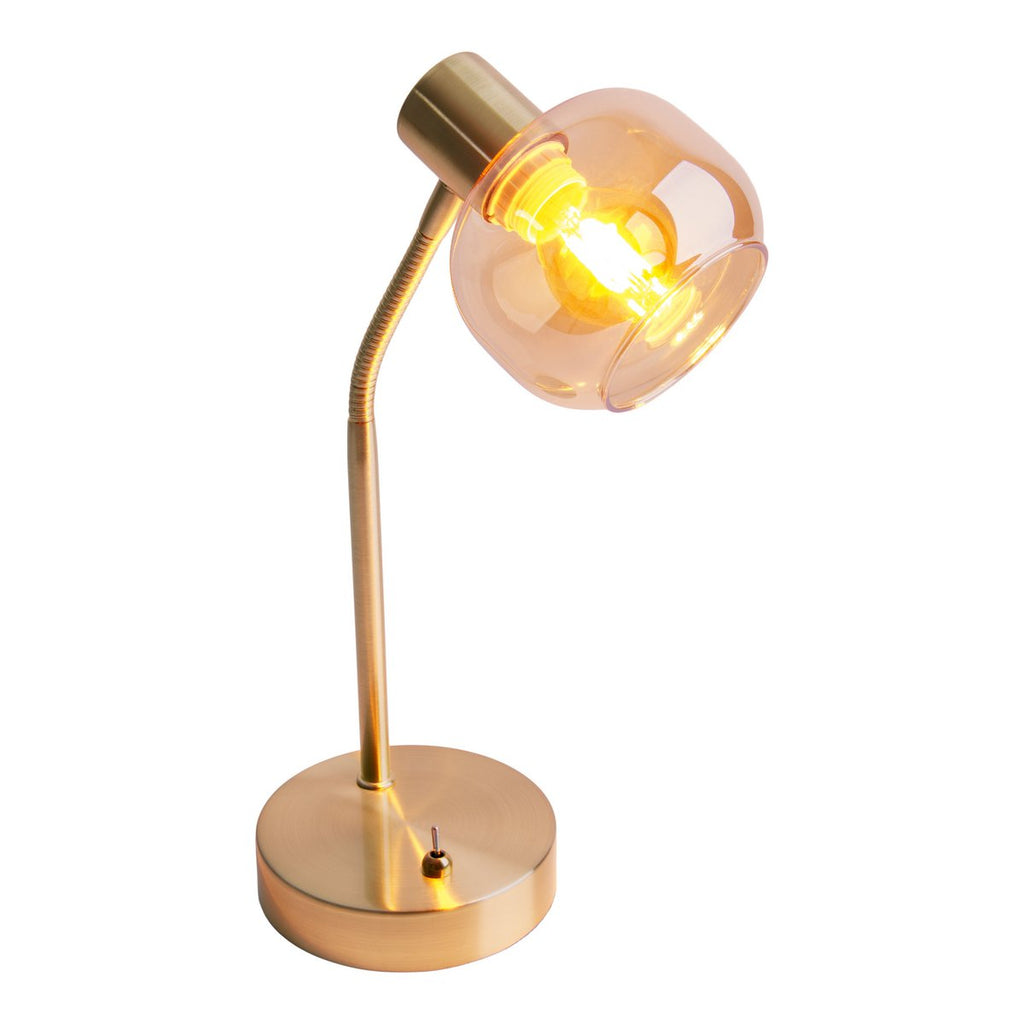 Libby Brass & Amber Glass Table Lamp