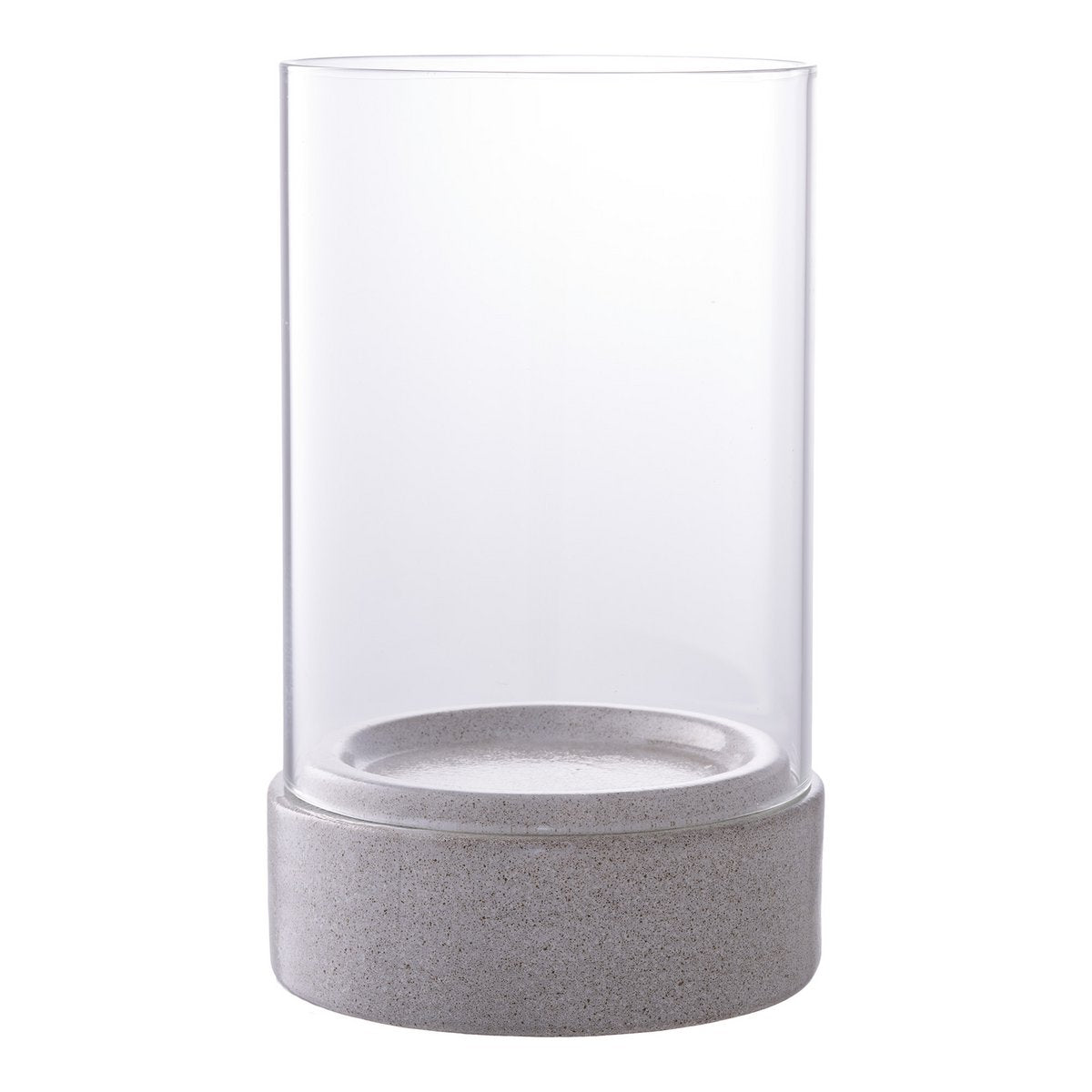 Hurricane Kerzenhalter - Grau Keramik/Glas, 16x16x25,5 cm