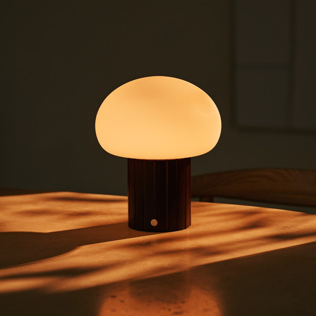 Pieter Dark Brown Wood & Glass Cordless Table Lamp