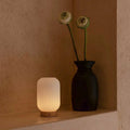 Lilly Light Brown Wood & Glass Cordless Table Lamp