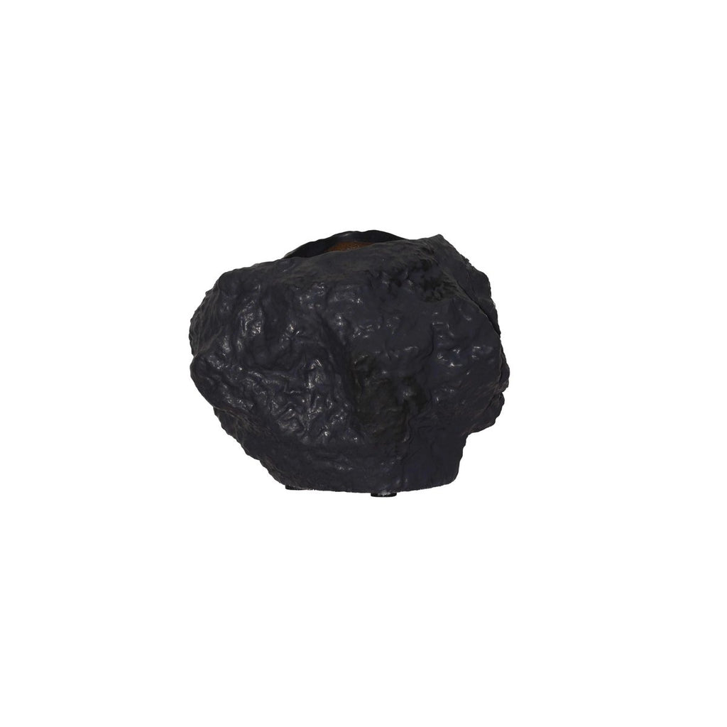 Chu Black Keramik-Skulpturenvase mit Felsentextur