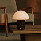 Siebe Dark Brown Wood & Glass Cordless Table Lamp