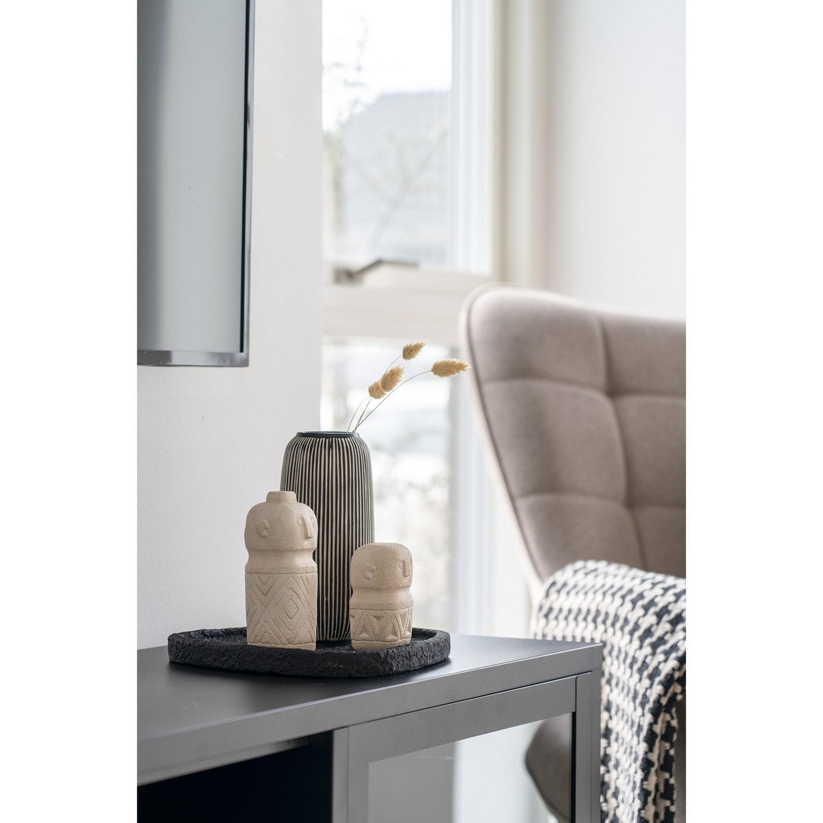 Arden beige cement minimalist decorative piece handcrafted