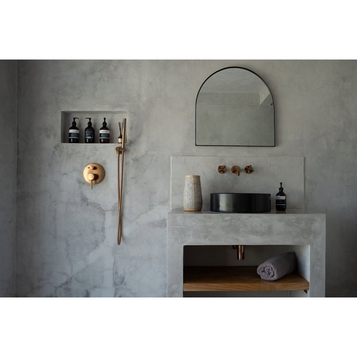 The Cutie Natural Concrete & Rattan Vase