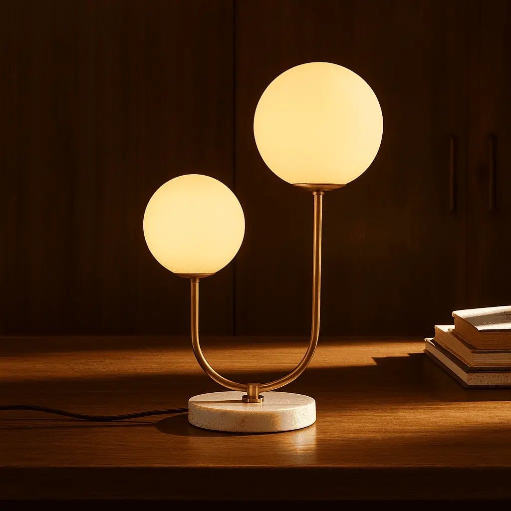Giorgia twin corded lamp overhead view showing dual shades