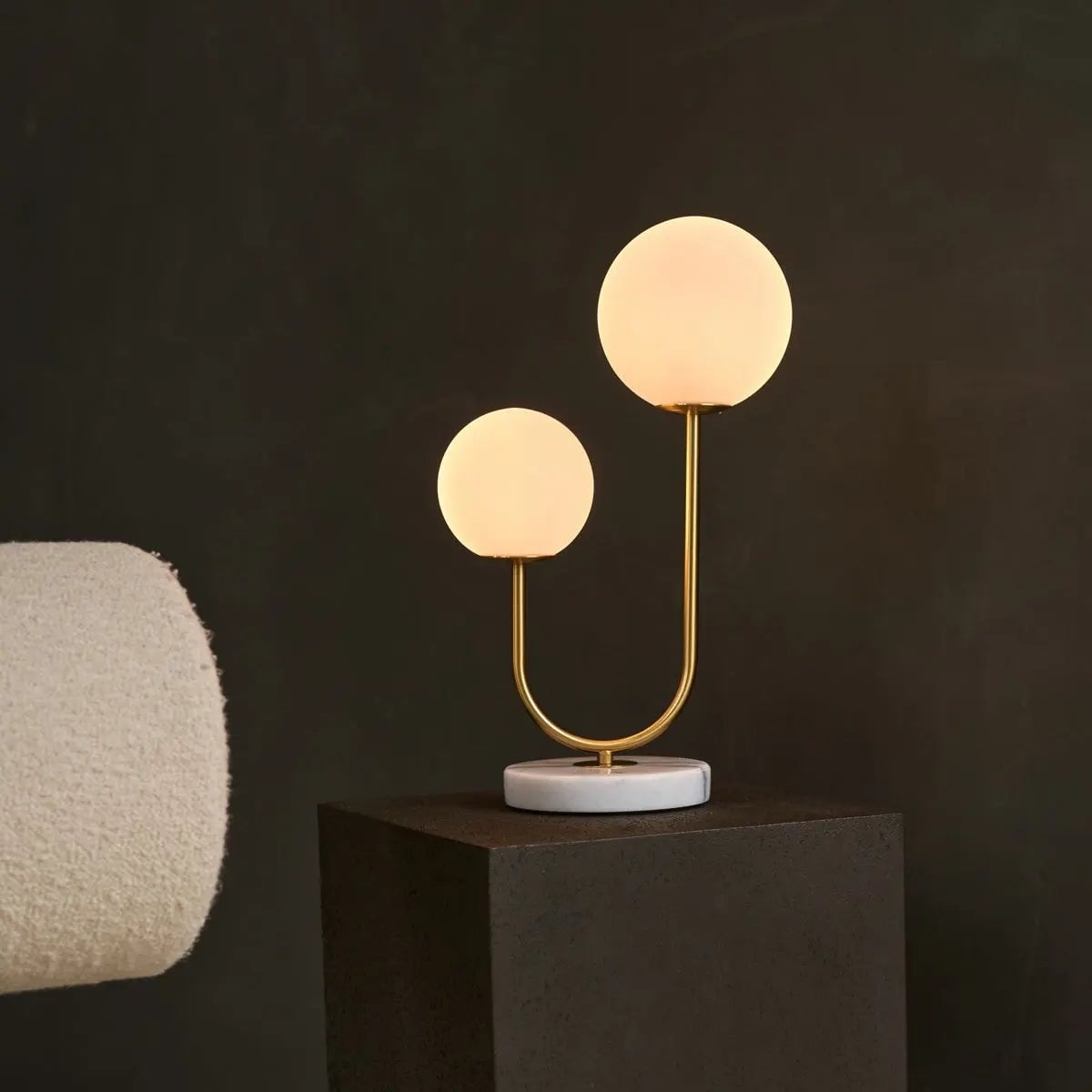 Aurion marble gold twin corded table lamp statement piece