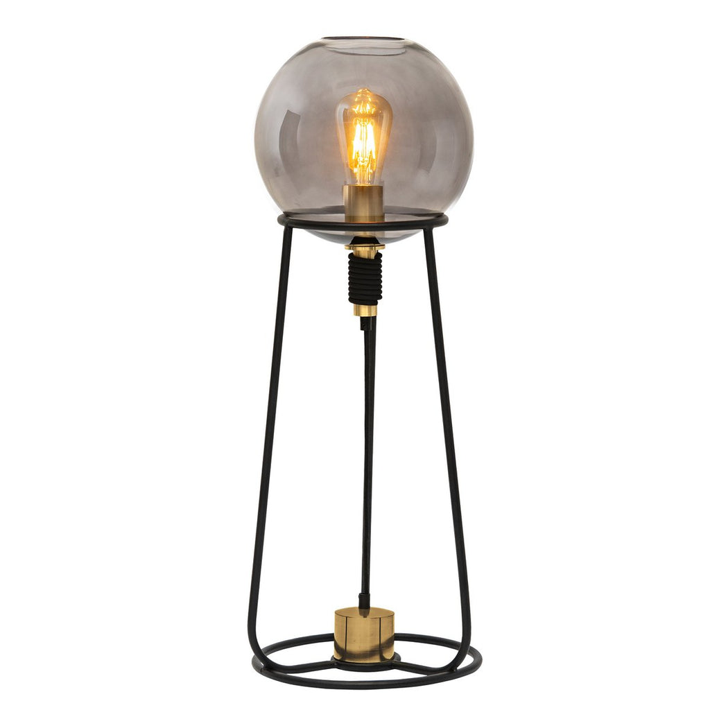 Stelo Black & Gold Smoked Glass Table Lamp