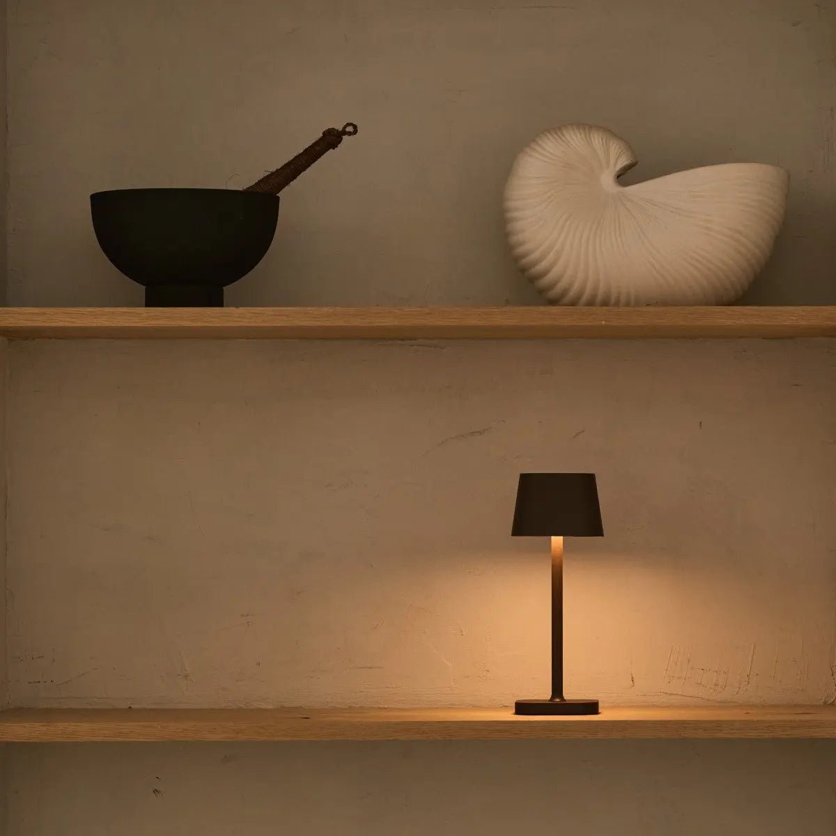 Ava metal lamp in living room console setting