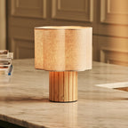 Bianca Light Brown Wood & Linen Cordless Table Lamp