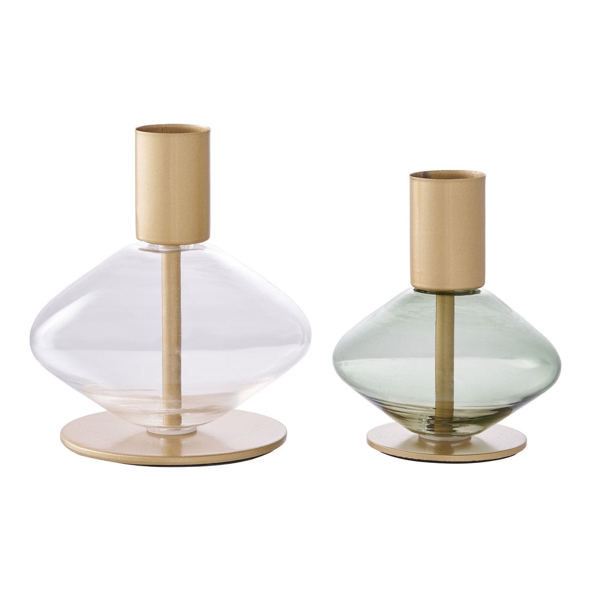 Lumis Duo candle holders close-up of gold metal tops