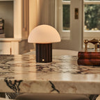 Timo Dark Brown Wood & Glass Cordless Table Lamp