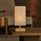 Bob Light Brown Wood & Linen Cordless Table Lamp