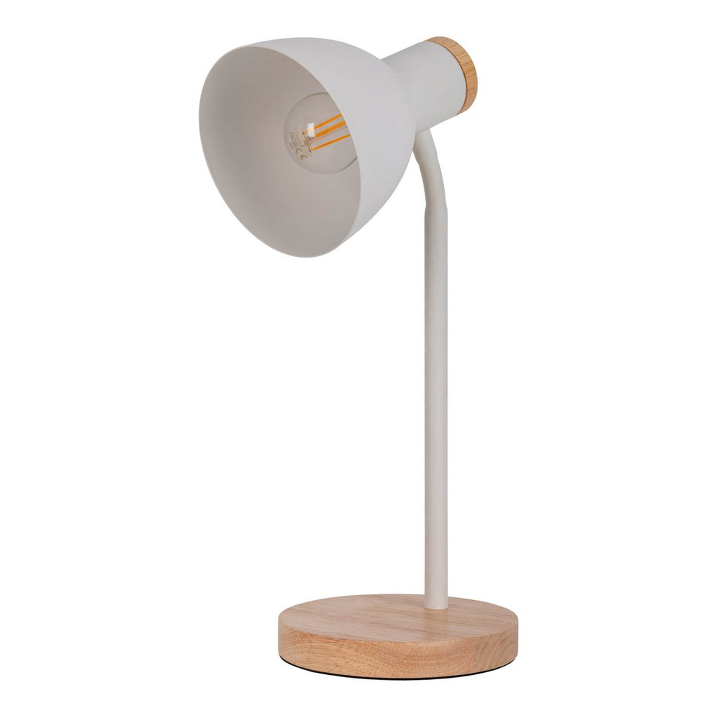 Marie White Metal & Wood Desk Lamp