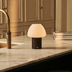 Romée Dark Brown Wood & Glass Cordless Table Lamp