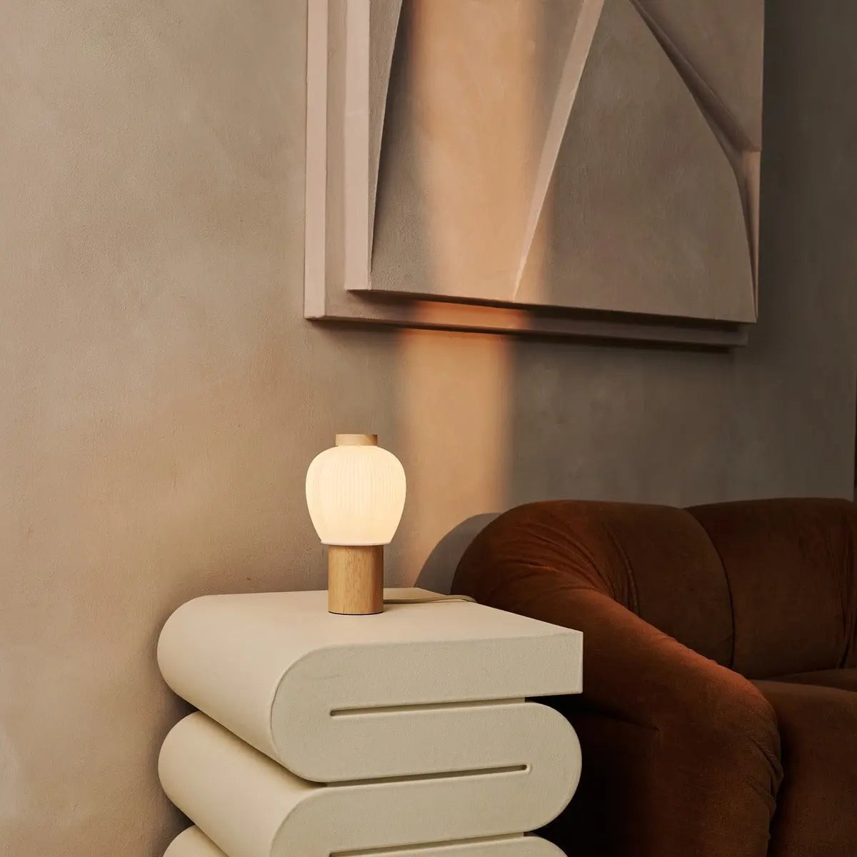 Lot table lamp warm diffused glow through matte glass