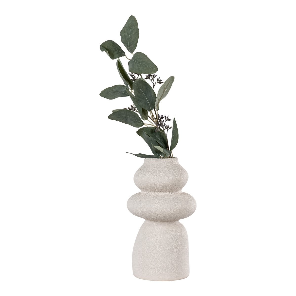 Segura sculptural vase with single stem on entryway shelf