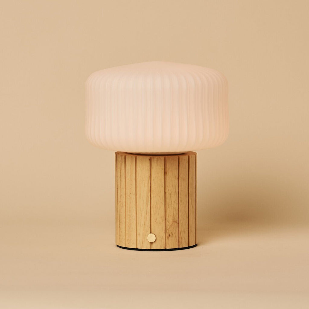 Margaux Light Brown Wood & Glass Cordless Table Lamp