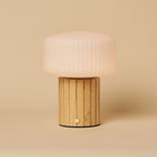 Margaux Light Brown Wood & Glass Cordless Table Lamp