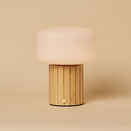 Margaux Light Brown Wood & Glass Cordless Table Lamp