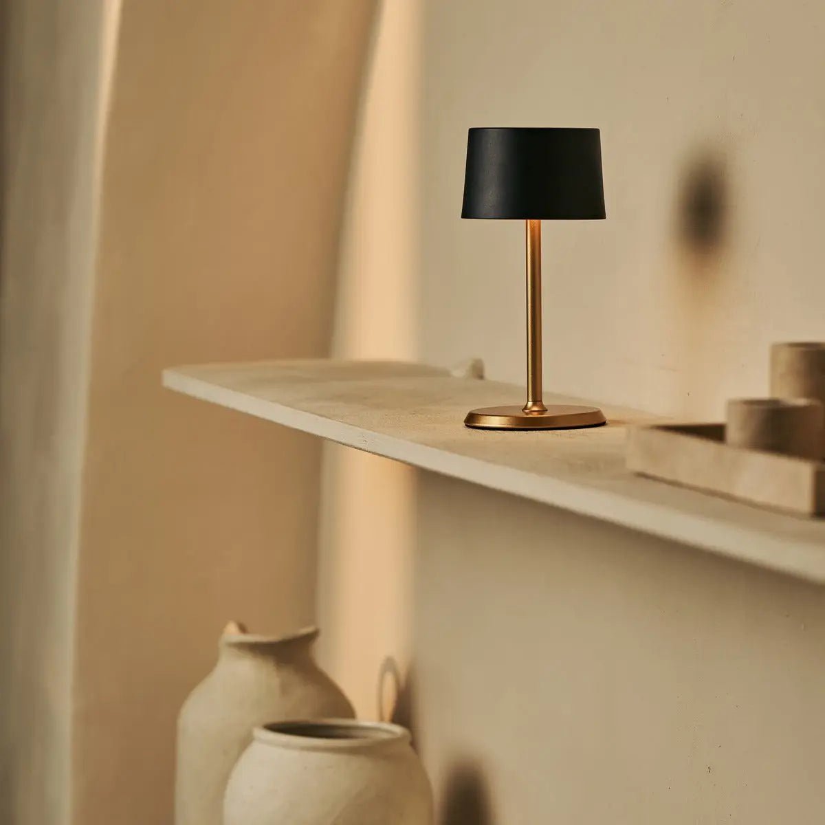 David Black & Gold Rechargeable Table Lamp 2-in-1