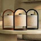 River dark linen lamp on living room side console