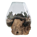 Belor teak waterdrop display on shelving unit